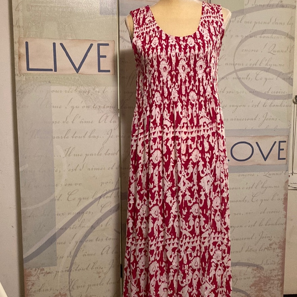 Indiaa Tropical Dress SZ OS Red and White